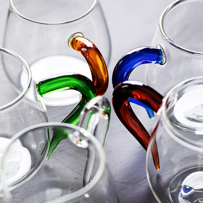 流影日式玻璃公道杯耐热家用茶海分茶器透明公杯加厚高档功夫茶具茶盅 企鹅公道杯-绿把450ml+分体式茶漏套组