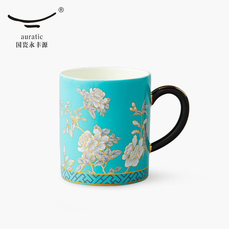 永丰源（auratic）夫人瓷水墨牡丹 350ml中国风情侣陶瓷茶杯办公室马克杯水杯 350ml马克杯