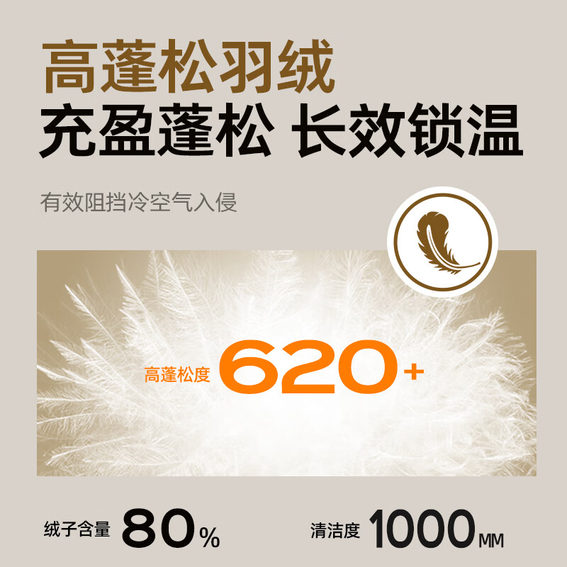 诺诗兰(NORTHLAND)羽绒服男升温抗寒保暖面包服抗菌防油污连帽羽绒外套男【鹅绒】 纯黑色 M (170) 建议110-130斤