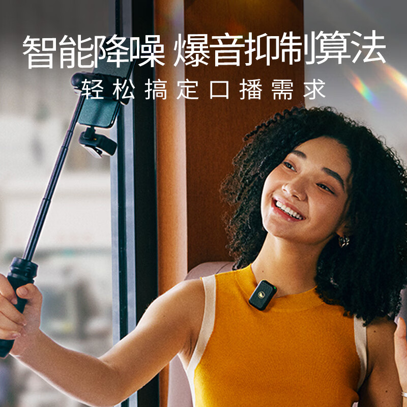 听夏 无线麦克风 一拖二领夹麦克风 X1 手机直播录音vlog视频户外降噪无线小蜜蜂采访单反专业收音话筒玄黑色