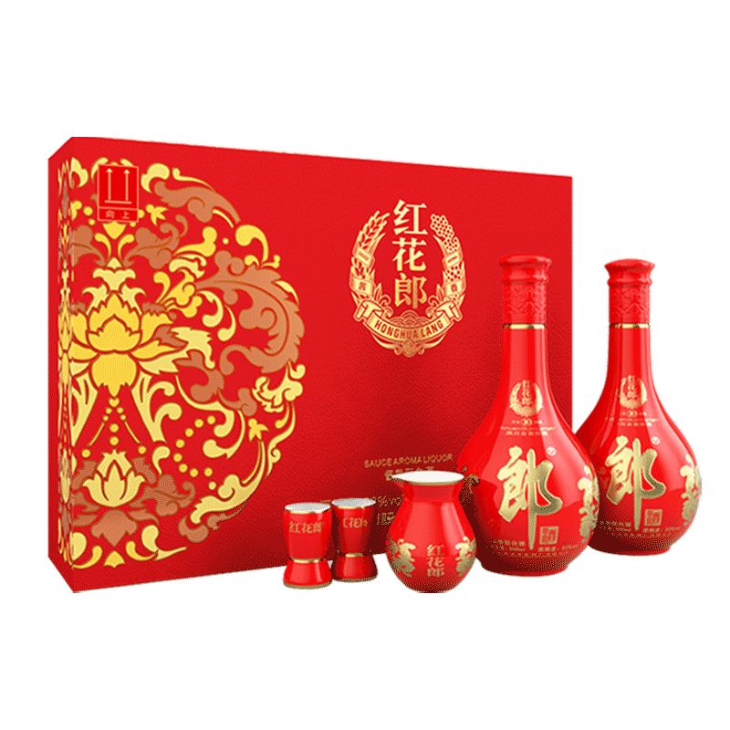 plus、需入会：郎酒 红花郎10 酱香型白酒 53度 500mL 2瓶 礼盒装