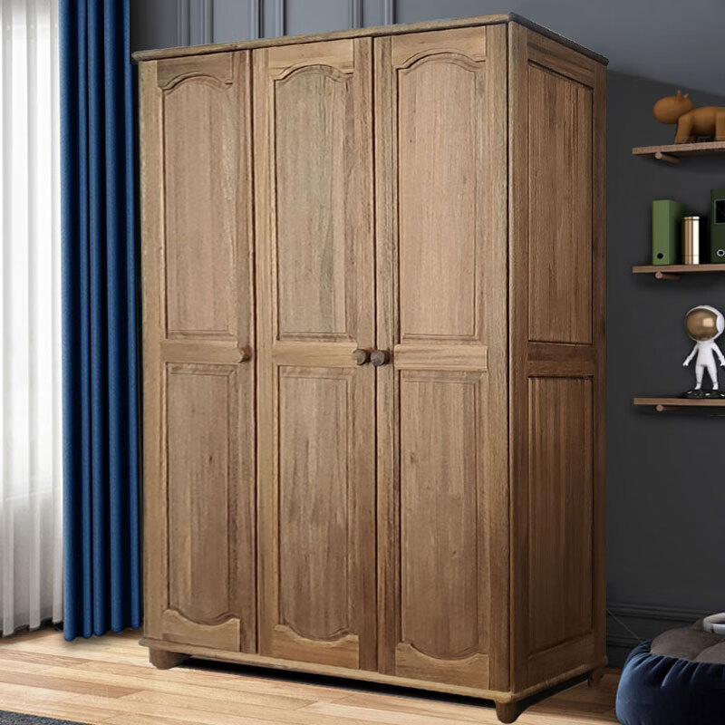 绿健馨秀全实木檀丝木衣柜两三四平开门衣橱卧室储物柜子原木大衣柜