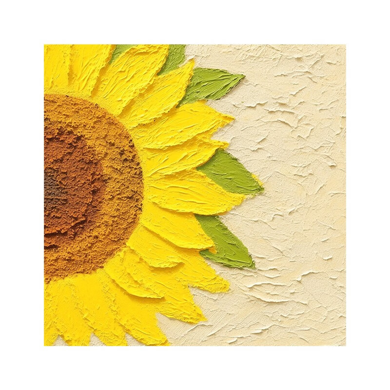 米聆 奶油风格向日葵客厅装饰画砂岩肌理手绘油画玄关挂画餐厅花卉壁