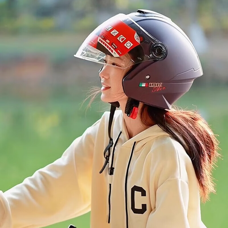 IBK摩托机车四季通用头盔男女四分之三头盔电瓶车半盔3C认证安全帽 202-磨砂黑 均码（头围55-60CM）