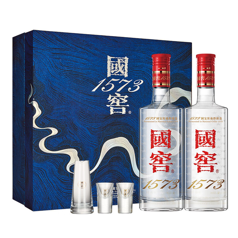 泸州老窖 国窖1573 浓香型白酒 星河璀璨礼盒 38度500ml*2低度 含礼袋酒具