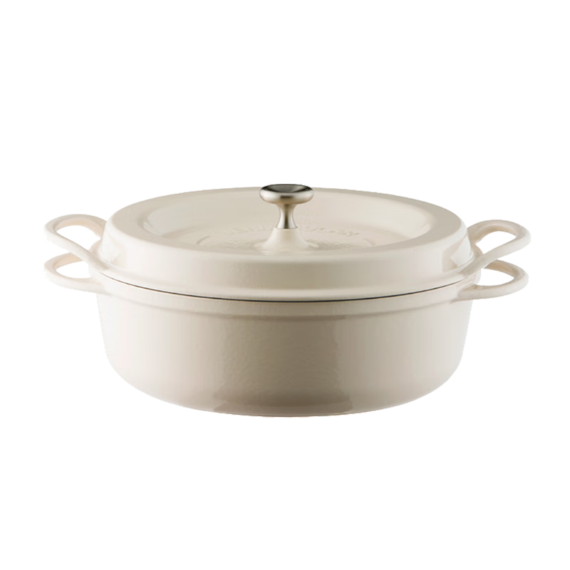 VERMICULAR【奶油風琺瑯鍋】唯米樂日本進口 家用鑄鐵鍋0.85L-5L煲湯鍋0鉛鎘 3.7L_米黃色奶油白壽喜鍋 26cm