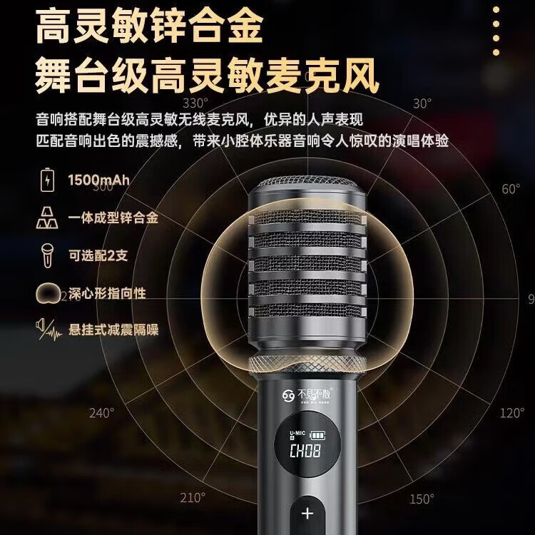 不见不散流浪者D5便携式户外K歌直播广场舞手提音响电吹管萨克斯会议家庭KTV自带麦克风高端一体机蓝牙音响 D5黑色单麦版+U盘+3年保修