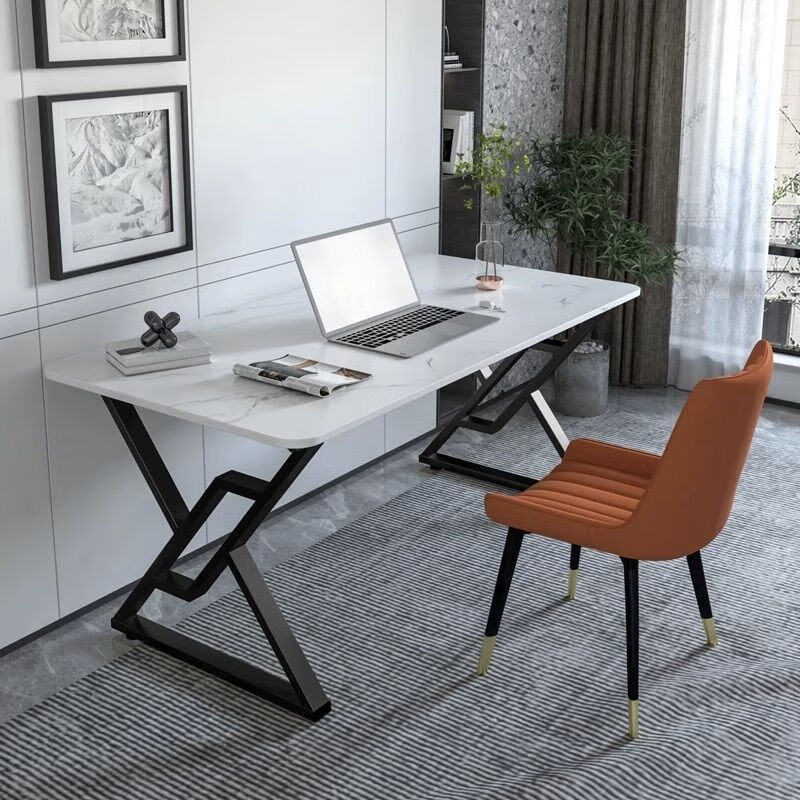 桌小户型书桌家用台式办公桌学习桌 雪山纹白-超进口石材高端天然岩板