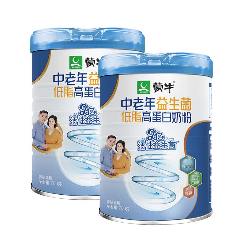 蒙牛中老年益生菌低脂高蛋白奶粉700g罐装 年货送礼佳品 罐装 700g 2