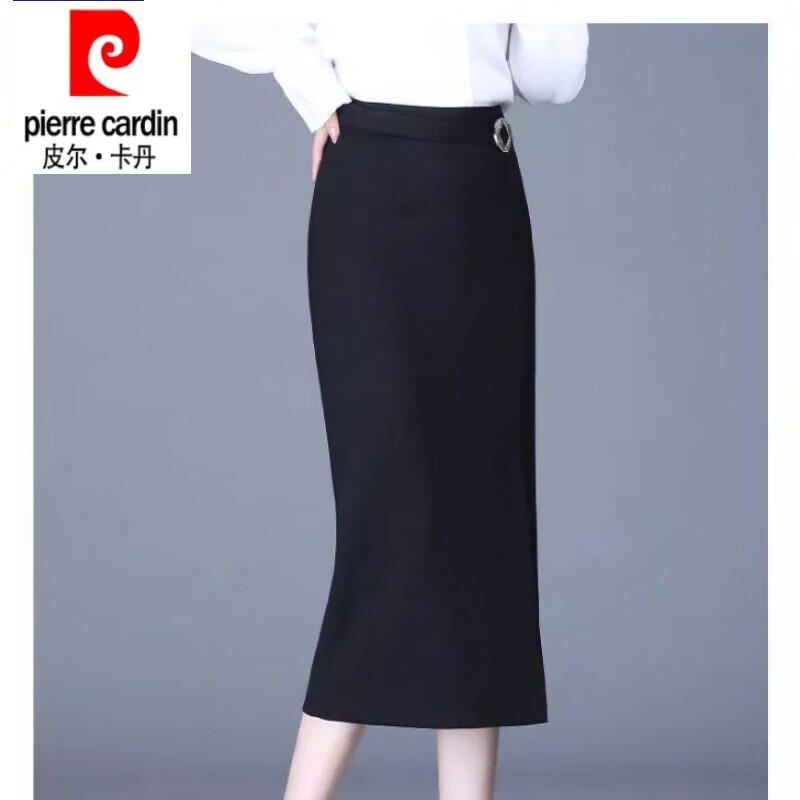 皮尔卡丹（pierre cardin）品牌 包臀半身裙女秋冬新款高腰开叉一步裙中长款显瘦职业包裙大1 【黑色加厚款长裙前侧开叉】 M 腰围2尺