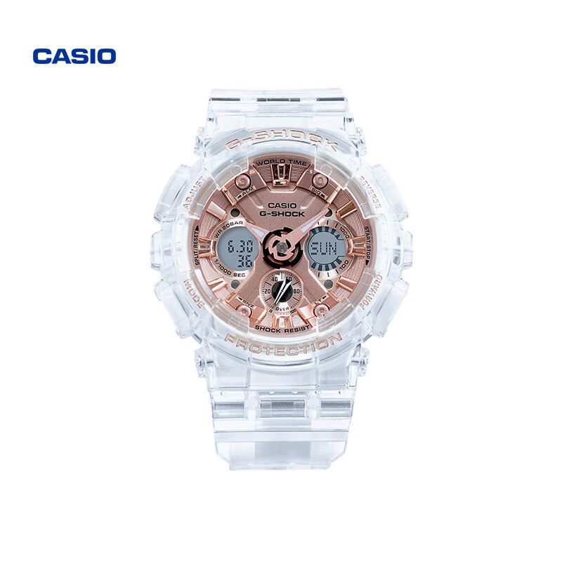 卡西欧(casio)【新年礼物】冰韧透明玫瑰金手表女casiog-shock gma