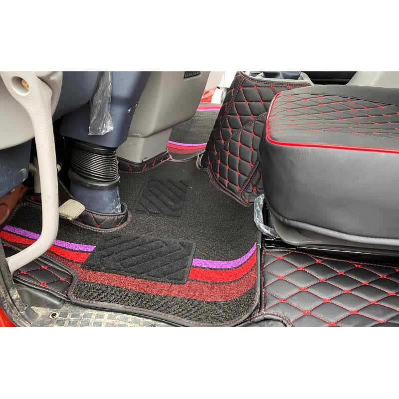 r60d地垫东风天锦vr kr ks锦程v5 v6货车脚垫 黑色皮 黑色耐磨王双层