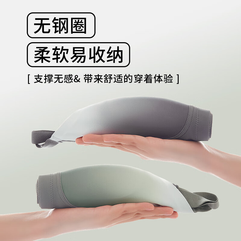 千奈美新品舒适无钢圈轻运动内衣女轻薄大胸显小光面无痕全罩杯文胸罩 海岩灰 85B C