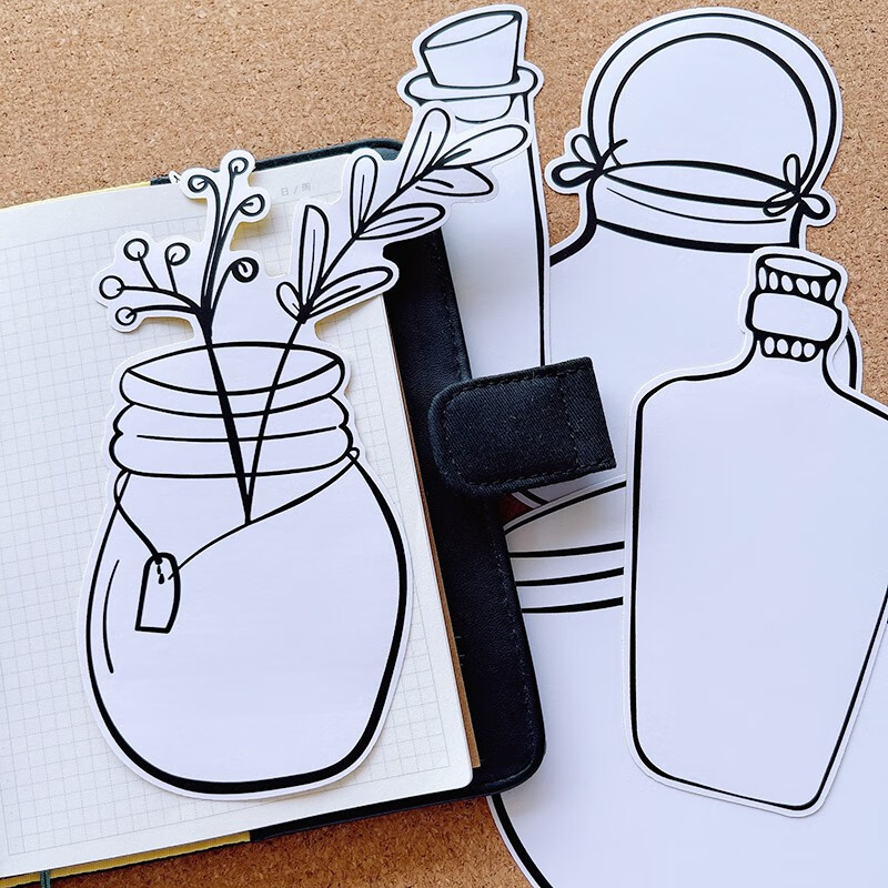 黑白手绘可书写大尺寸漂流瓶文本框留言板教室板报贴纸手帐贴画