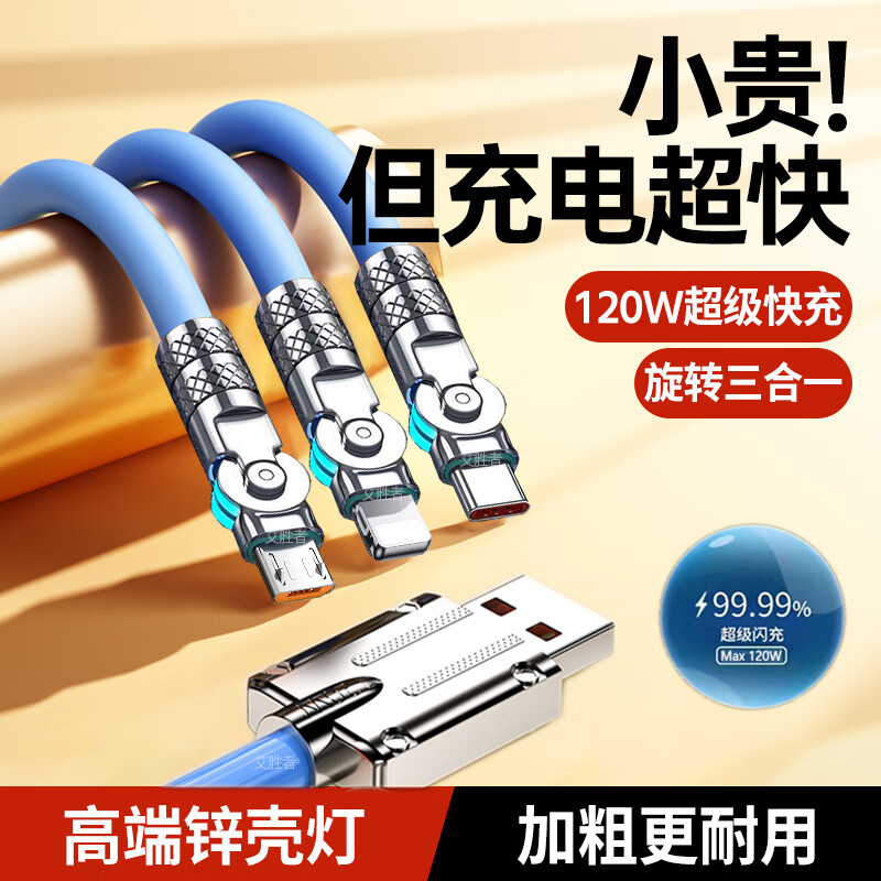 ��ʤ�߼Ӵ�120W�������180����ת����һ�����߳���һ�������������ƻ��iPhone��ΪС��Type-C��׿ͨ��6A ����һ����ת����120W���䡿�㳿�� 1.2��ح�Ӵ�ȫͭо