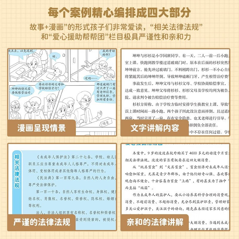 漫画民法典入门 儿童心理学青少年法律常识普及家庭校园安全意识反霸凌教育生活普法宣传小学生法律启蒙初学者入门漫画版书籍每天学点法律常识详情图