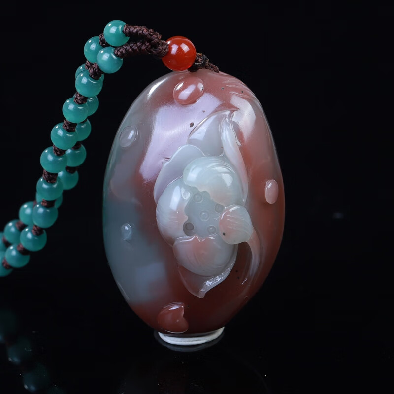 俊山美玉【奇珍孤品】紫绿玛瑙花开富贵吊坠挂坠多色宝石秦紫玉女款