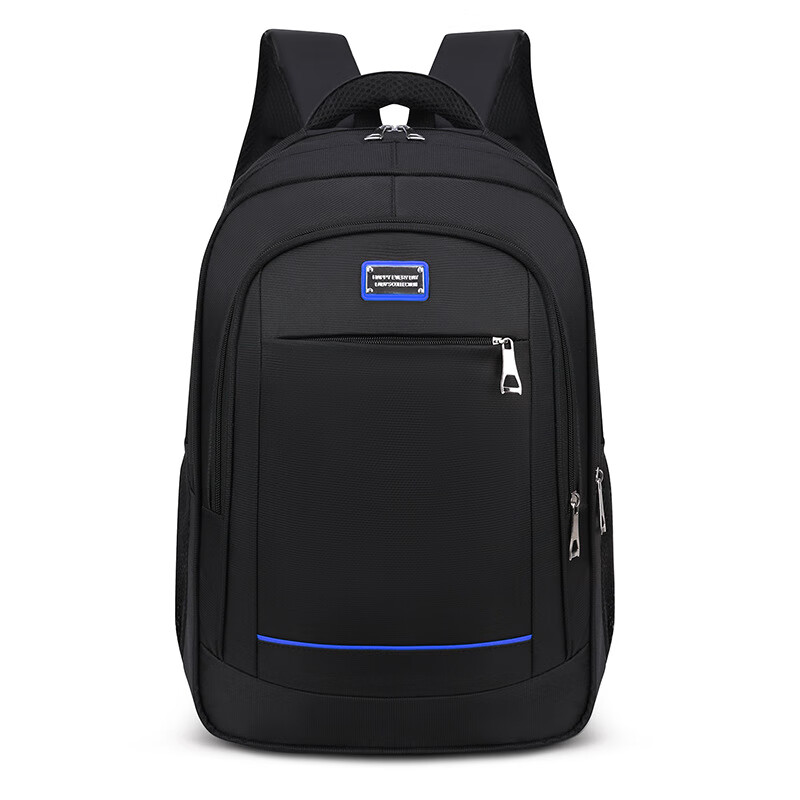 容量牛津布双肩包男士商务电脑背包户外旅行包高中学生书包 蓝色 19寸