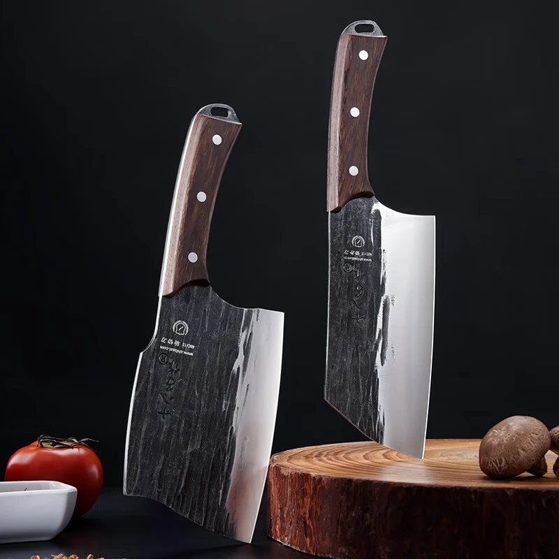十八子作阳江菜刀手工古法真锻打 拍大蒜拍黄瓜家用切菜切肉刀 SL2326 墨锋切片刀【切菜切肉】