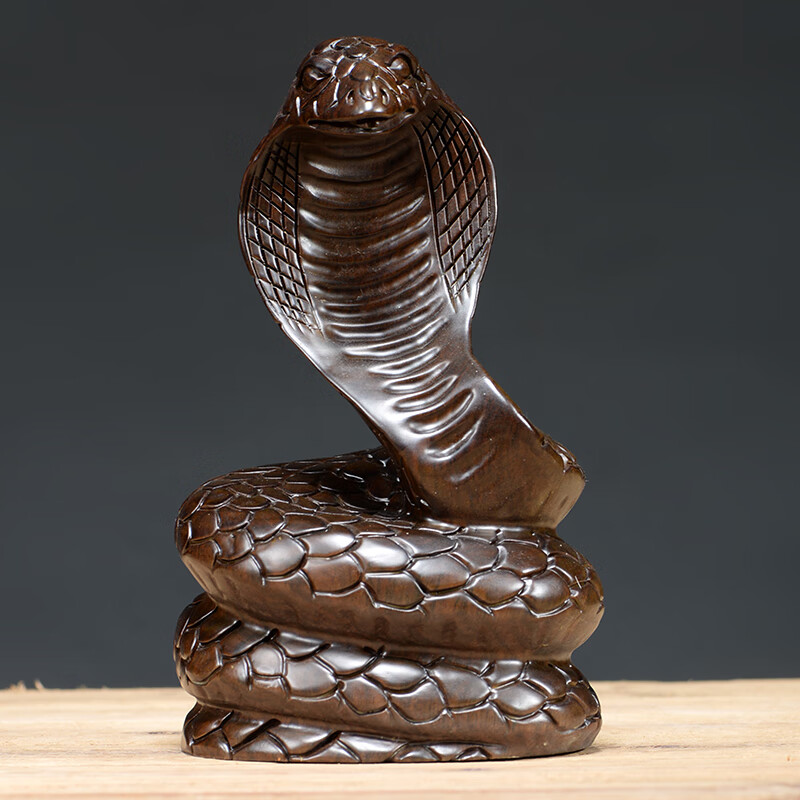 黑檀木雕蛇摆件客厅红木根雕装饰品实木生肖蛇雕刻家居办公工艺品