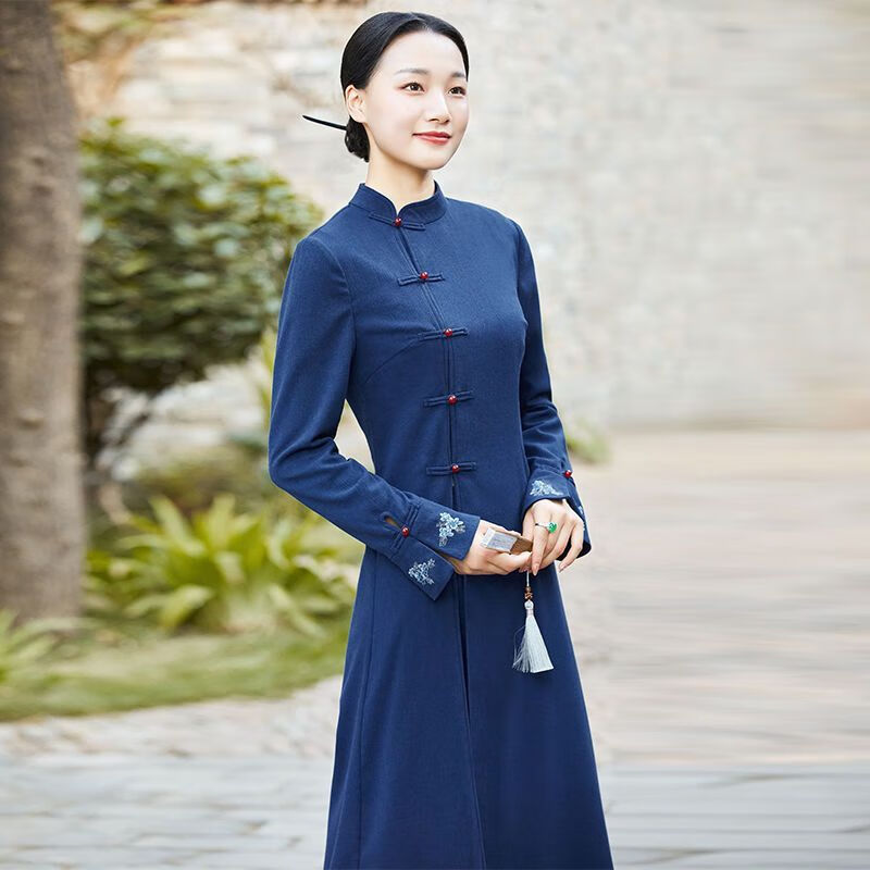 浅黛颜棉麻唐装女装中国风复古上衣女套装改良旗袍文艺套装禅意茶服秋