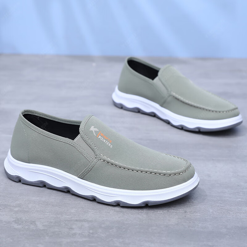 意迪森2025春季新款男士休闲鞋高端商务软底一脚蹬百搭鞋加宽鞋头不挤脚 灰色 单层 38 (240mm)