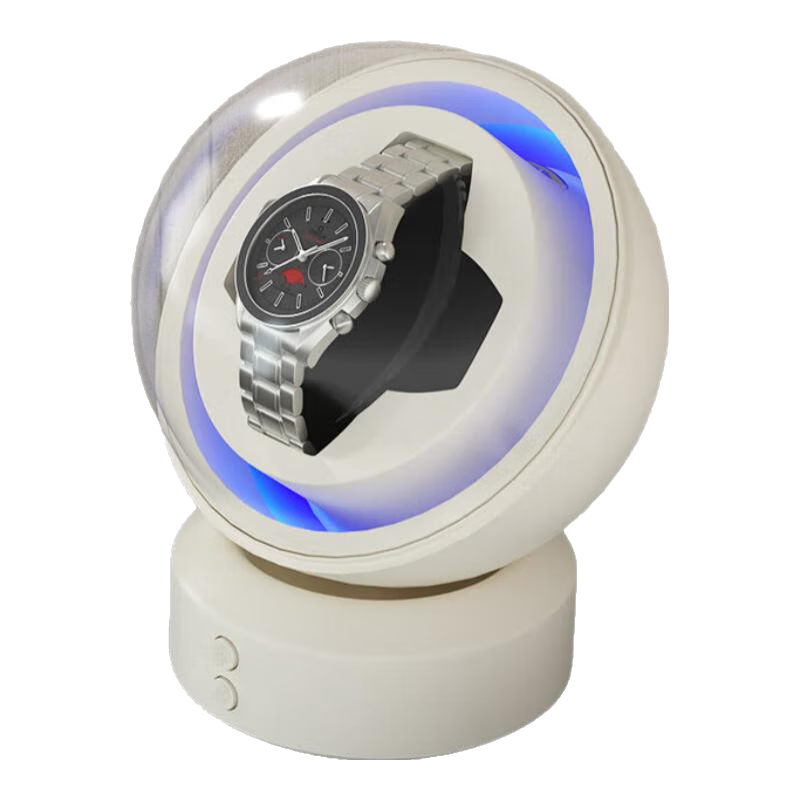 燦炫（canxuan）全自動(dòng)充電款搖表器機械表單雙表位轉表器手表?yè)u擺器轉動(dòng)上鏈表盒 【插電款】神舟1表位-象牙白