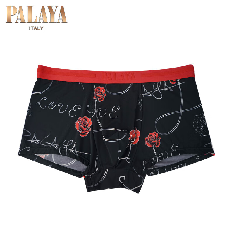 帕拉亚(palaya)高端男装高支超细面料性感玫瑰印花男士平角内裤抗菌