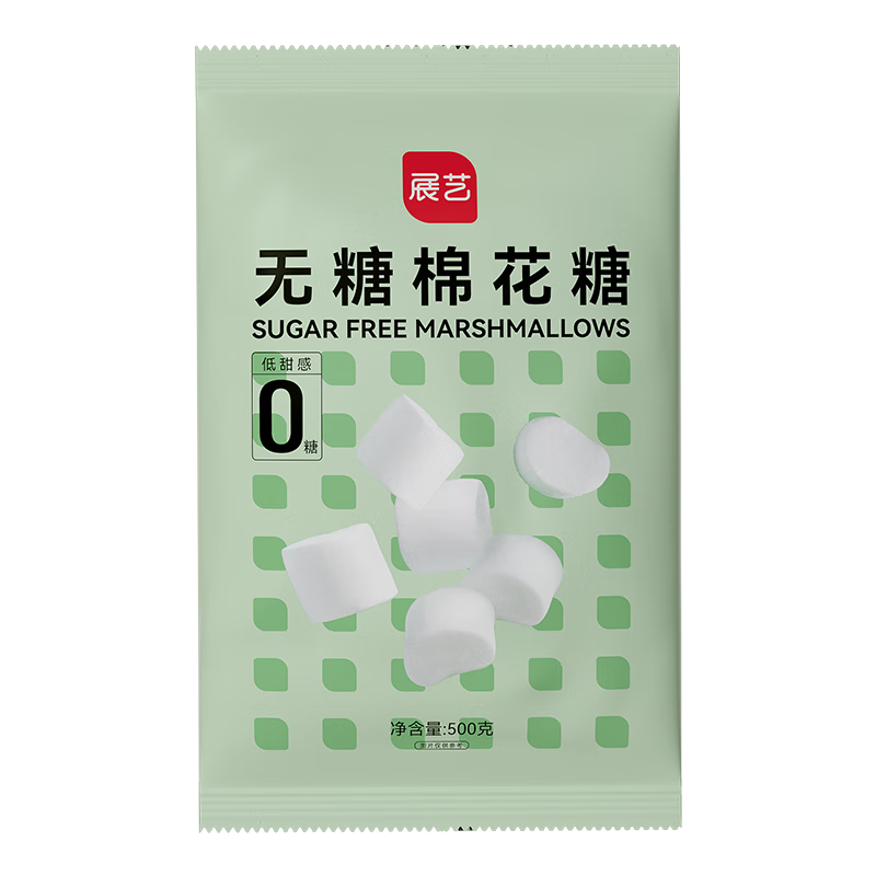 展艺无糖棉花糖烘焙原料雪花酥蛋挞牛轧糖奶枣用儿童休闲零食 500g