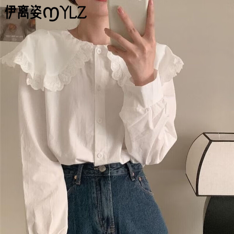 伊離姿法式白色娃娃領(lǐng)長(zhǎng)袖襯衫女秋冬2025年新款設(shè)計(jì)感小眾襯衣寬松上衣 白襯衫娃娃領(lǐng) S