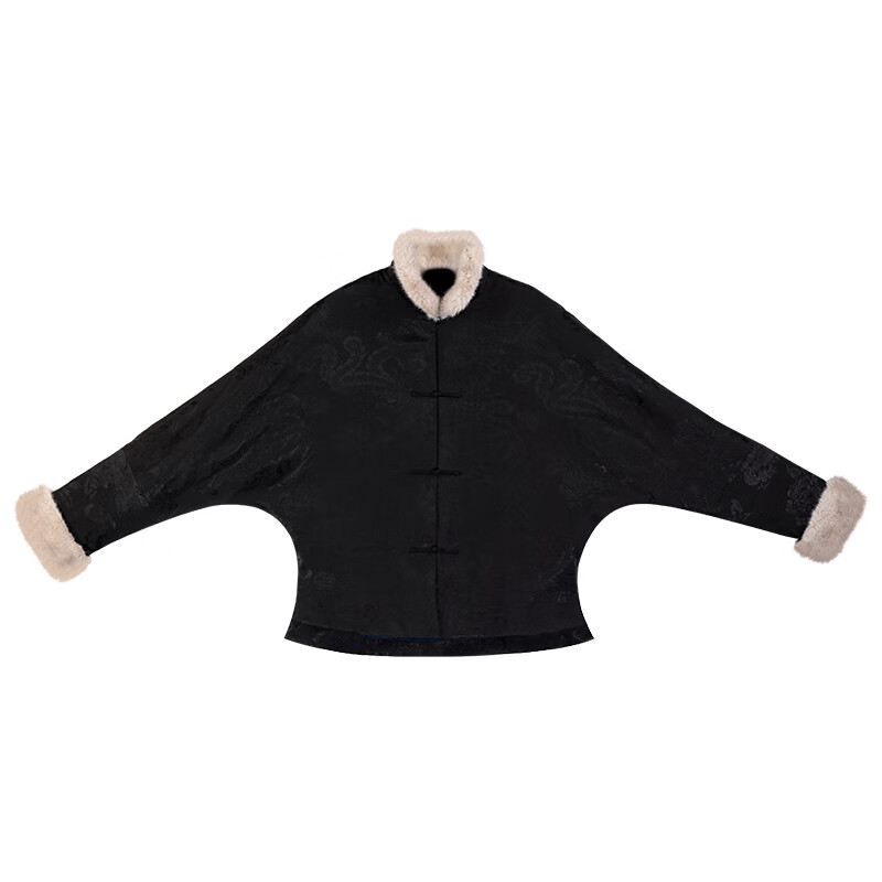 一城风絮墨园雅集丨中式盘扣对襟夹棉袄上衣百搭外套民国风 黑色提花