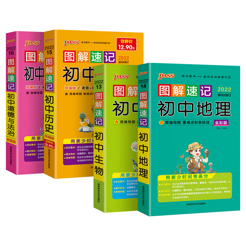 图解速记初中小四门历史道德与法治地理生物知识点汇总速查速记背记