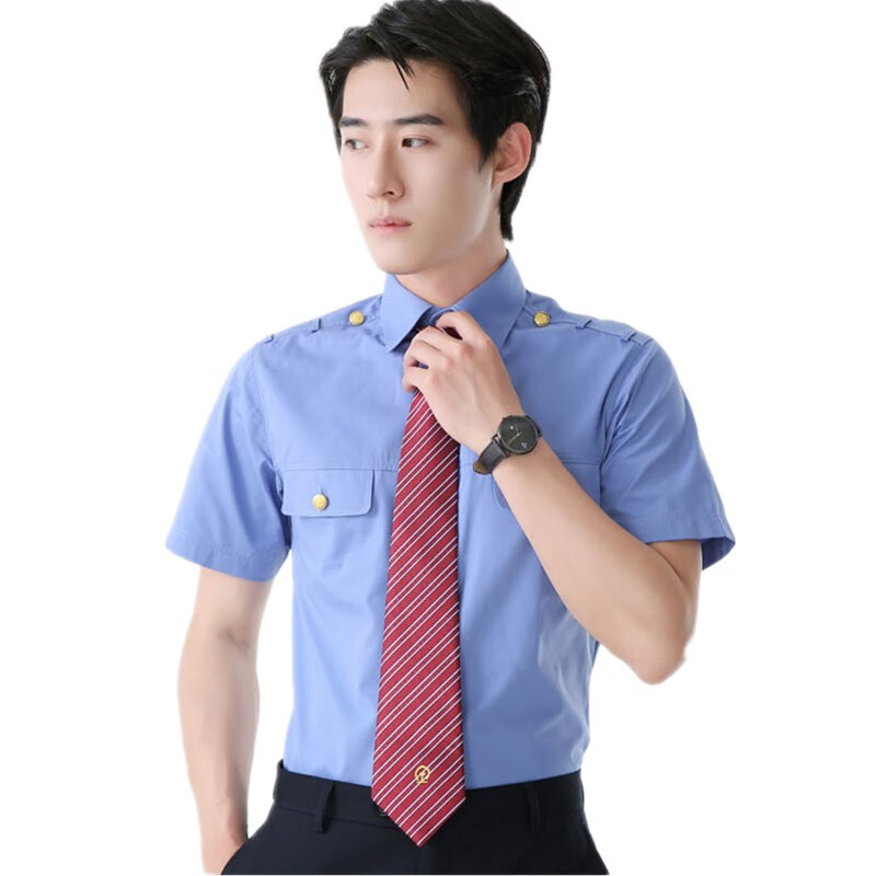 乌拓工装乘务服新式铁路衬衫制服蓝色路服铁路工作服男长短袖乘务员半