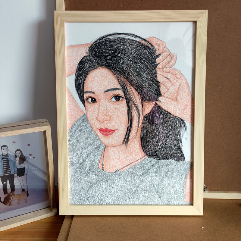 铭汇通名字画像定制彩色手写女友名字照片文字画手绘素描生日礼物情人