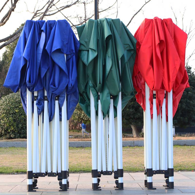 宰搂大型帐篷户外四脚摆摊雨棚折叠防雨活动加厚帆布太阳伞四角遮阳棚 特厚六棱3*6蓝或红+3面