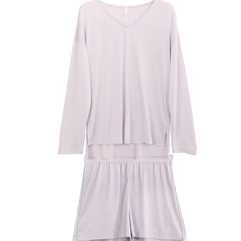 金三塔睡衣女真絲絹絲針織V領(lǐng)休閑睡衣套家居服