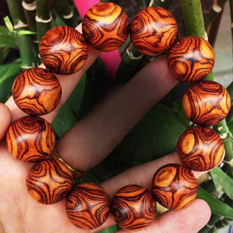 侯爷海南手串男盘玩老料鬼脸鬼眼紫油梨佛珠手链男女情侣款念珠 颗颗