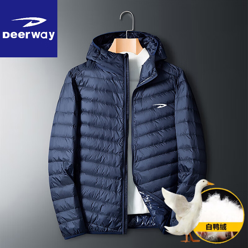 百亿补贴:德尔惠轻薄羽绒服男冬季外套新款潮流连帽保暖休闲中青年白