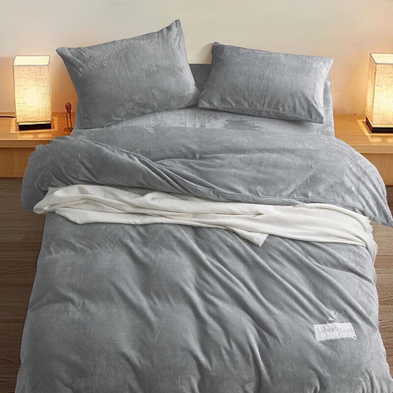 馨而乐（Bravo）富安娜出品床上四件套牛奶绒床单被套法兰绒单人套件1.2米