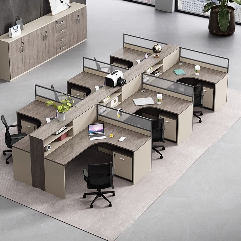 妙蕊职员办公桌员工位桌椅组合十字型双4四6人位卡座财务屏风简约现代 办公工具