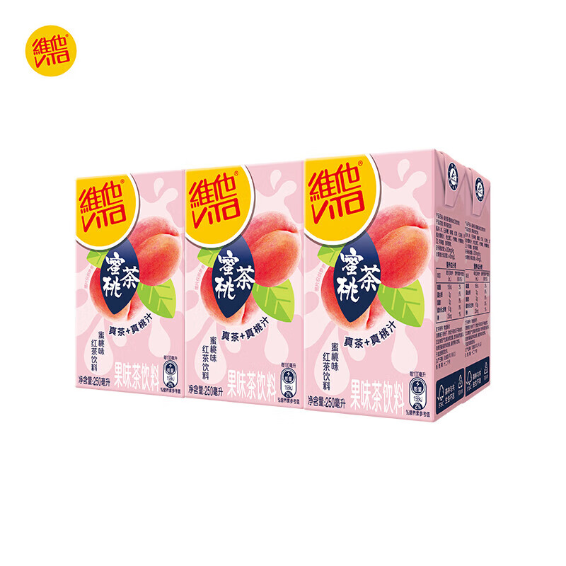 维他奶（vitasoy） 维他奶维他茶维他茶经典柠檬茶饮料250ml柠檬味红茶饮料 蜜桃味红茶饮料 250ml*6盒