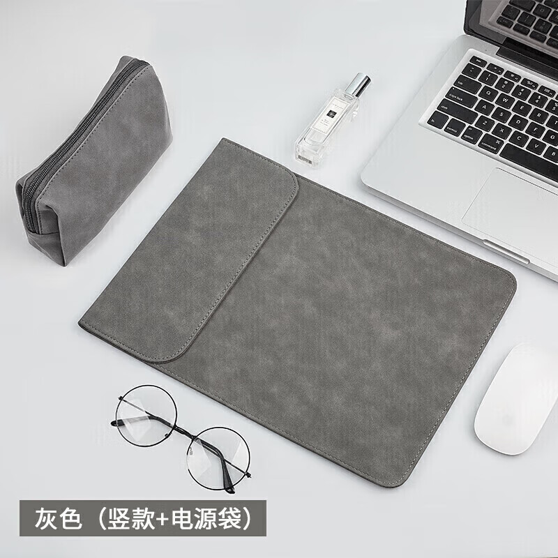 联想ThinkPad X1 Carbon 2024款14英寸笔记本电脑内胆包保护套减震皮套 亿金哒 竖款-灰色+电源袋