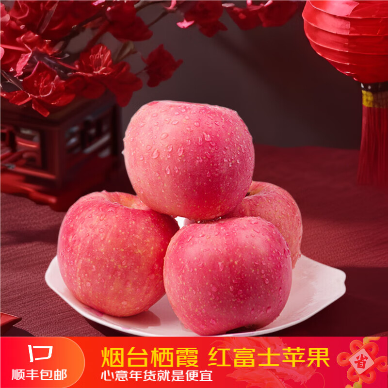 东方玘缘（DFQY）烟台栖霞红富士苹果 脆甜大果5斤 单果200g+烟台苹果水果源头直发