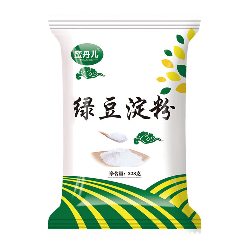 蜜丹儿绿豆淀粉 家用生粉炸酥肉裹肉粉勾芡凉粉饼干蛋糕烘焙原料 绿豆淀粉228g*3袋