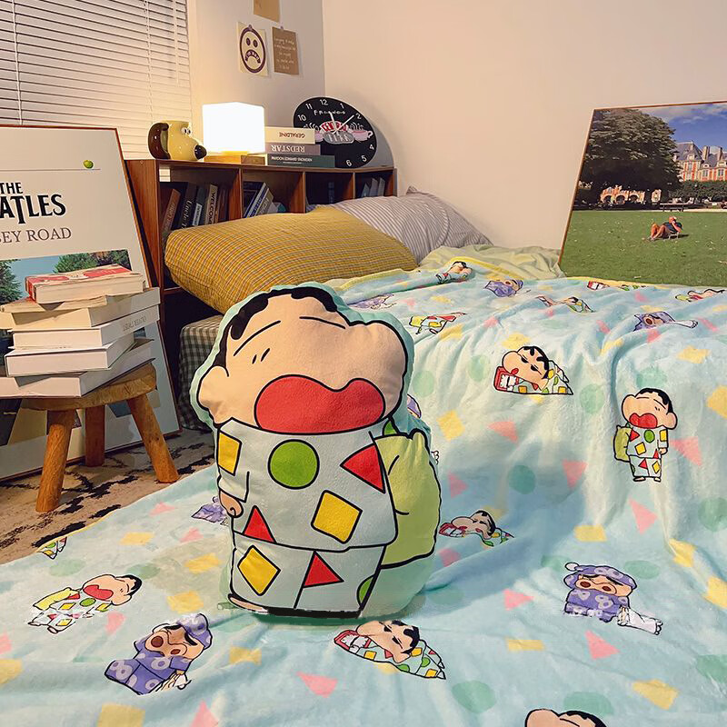 抱枕卡通毯子二合一汽车载靠枕办公室午睡毛毯子被子礼物 大嘴巴新