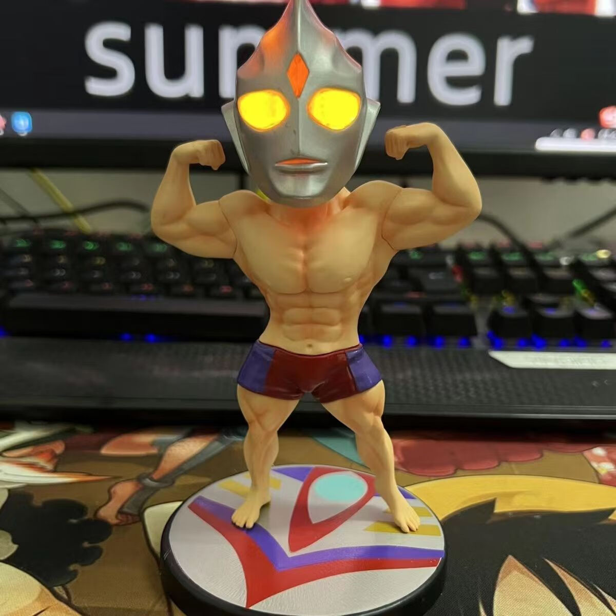 菲凡尚品大肌霸健美肌肉健身蛋白粉迪迦赛罗发光手办模型摆件雕像人偶