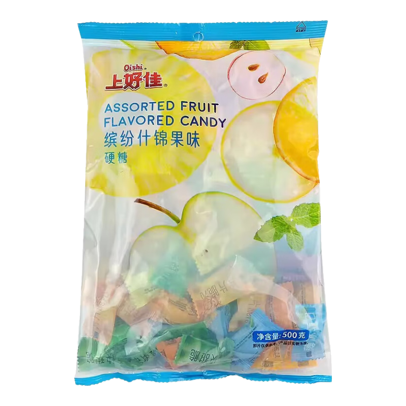 上好佳薄荷糖500g多口味無(wú)強勁清涼老式硬糖果散裝清新口氣小零食 什錦果味硬糖500g(約125顆)