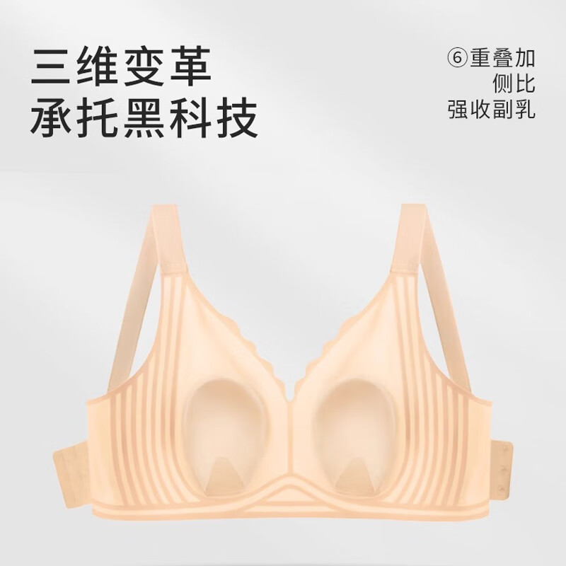 华婷露（Huatinglu） 0.2cm大胸薄款无痕四季款软支撑大胸显小内衣大码上托兔耳朵文胸 咖啡色 3XL (适合95BCDE，155-170斤)