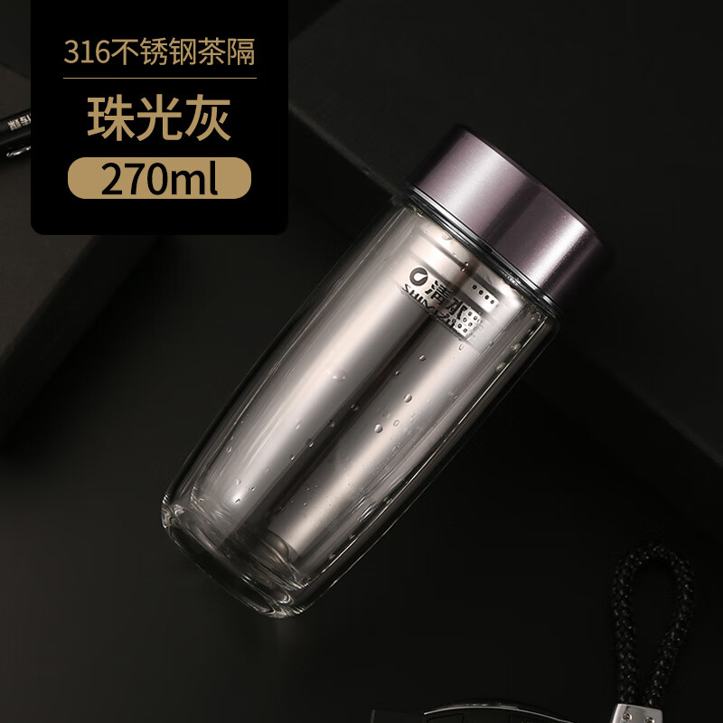 清水(shimizu)上海清水sm-8961双层玻璃杯270360ml高硼硅玻璃杯带茶漏