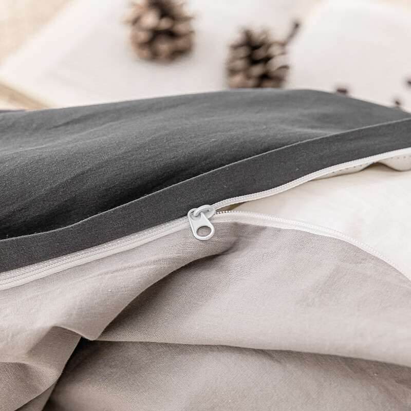 恒源祥 被套单件 A类全棉单双人被罩AB版简约纯色亲肤透气纯棉学生床品 深灰浅灰（A类100%水洗棉） 适合180*220cm被子